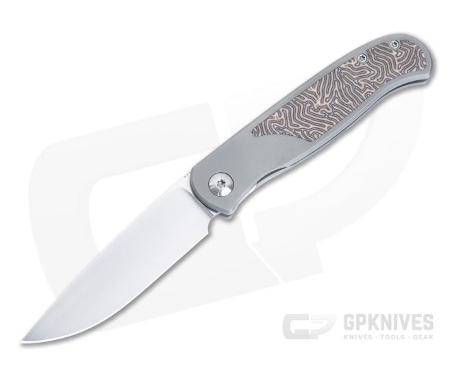Burger Custom Atlas SFL M390 Drop Point Crazy Fiber Inlay Front Flipper 4831 - CU-4831