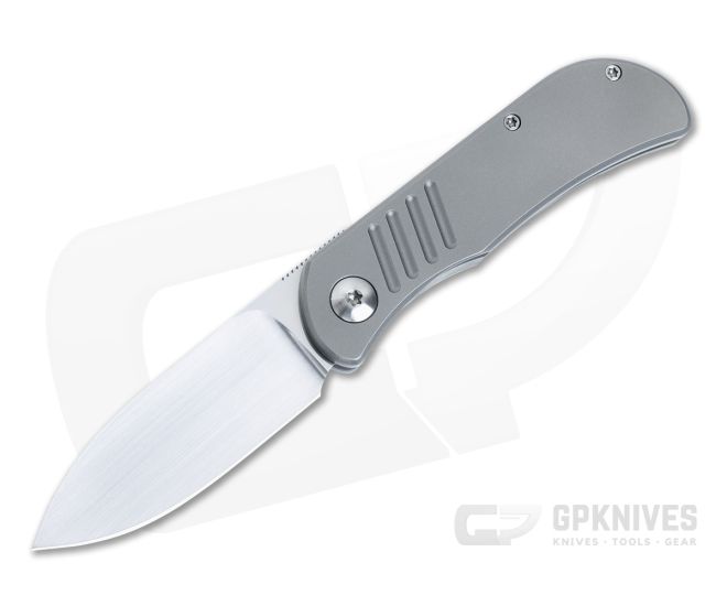 Burger Custom EXK SFL M390 Spear Point Full Titanium Silver Accents Front Flipper 4848 - CU-4848