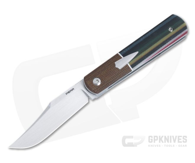 Enrique Pena Custom Barlow Front Flipper Bolstered Mexican Blanket Micarta Satin 154CM Clip Point 4873 - CU-4873