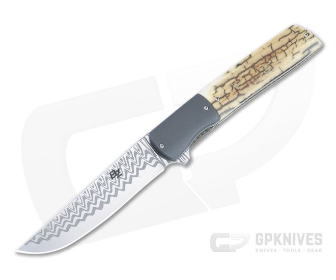 Brad Zinker Urban Trapper 3.5 Liner Lock Flipper Zirconium Bolstered Mammoth Ivory Hugin Damacore Drop Point 4893 - CU-4893