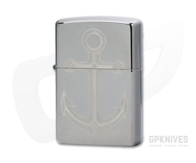 Zippo Lighter Polished Chrome Anchor Design - ZI-49028