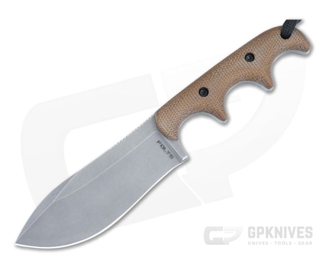 Alan Folts Custom Minimalist Neck Knife Brown Micarta Handles Tumbled CPM-154 Nessmuk Blade 4908 - CU-4908