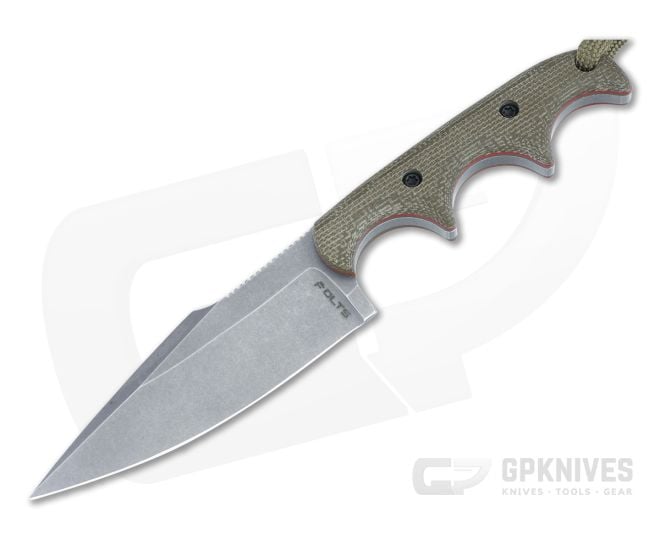 Alan Folts Custom Personal Minimalist Neck Knife Olive Micarta Handle Tumbled CPM-154 Harpoon Blade 4909 - CU-4909