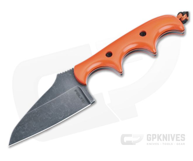 Alan Folts Custom Minimalist Neck Knife Orange G10 Handles Blackwash CPM-154 Modified Wharnie 4911 - CU-4911
