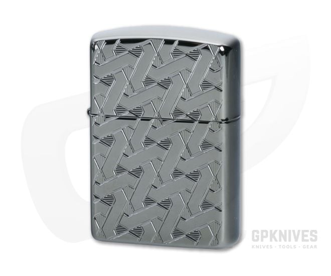 Zippo Windproof Lighter Armor Geometric Weave Design Black Ice 49173 - ZI-49173