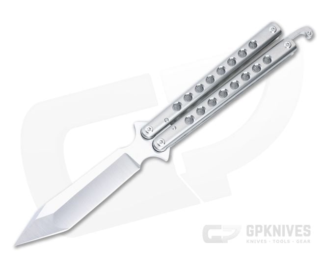Sergey Rogovets Custom B2 Balisong Satin Titanium Satin S35VN Compound Ground Tanto 4952 - CU-4952