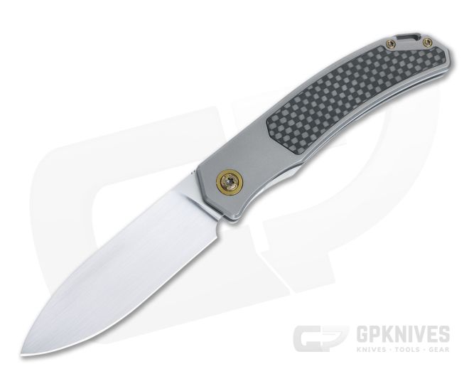 Burger Custom Urban XL Front Flipper Titanium Twill Carbon Fiber Inlay Bronze Hardware Satin M390 Spear Point 4954 - CU-4954
