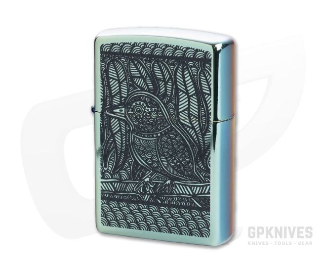 Zippo Windproof Lighter John Smith Gumbala Bird High Polish Teal 49611 - ZI-49611