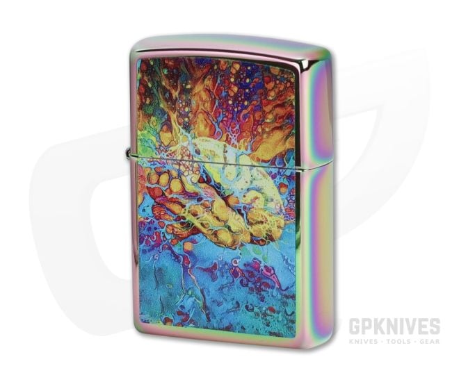 Zippo Windproof Lighter Iridescent Brass Psychedelic Brain 49787 - ZI-49787
