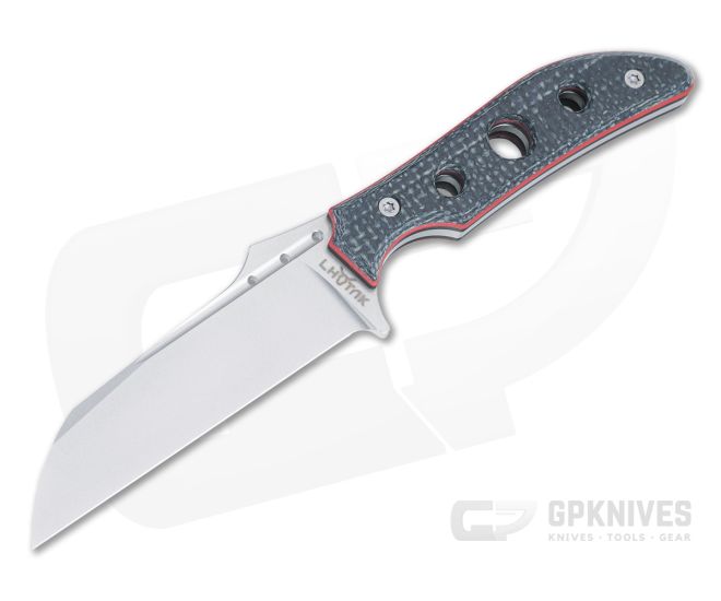 Lhotak Designs Fixed Blade Black Jute Micarta Red/Black G10 Liner ATI 425 Sheepsfoot Blade 4980 - CU-4980