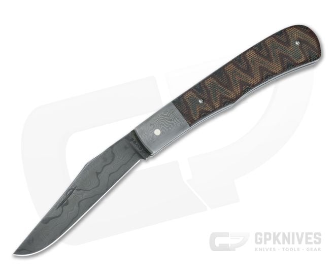 Chuck Hawes Custom Damascus Slimline Barehead Trapper Python Micarta 4998 - CU-4998