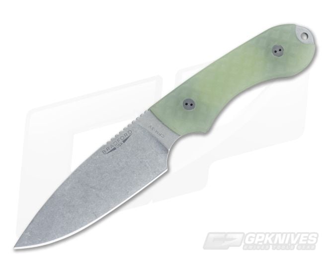 Bradford Knives Guardian4 PHT Flat Grind Ghost G10 Stonewash 3V - BK-4FH-007-3V