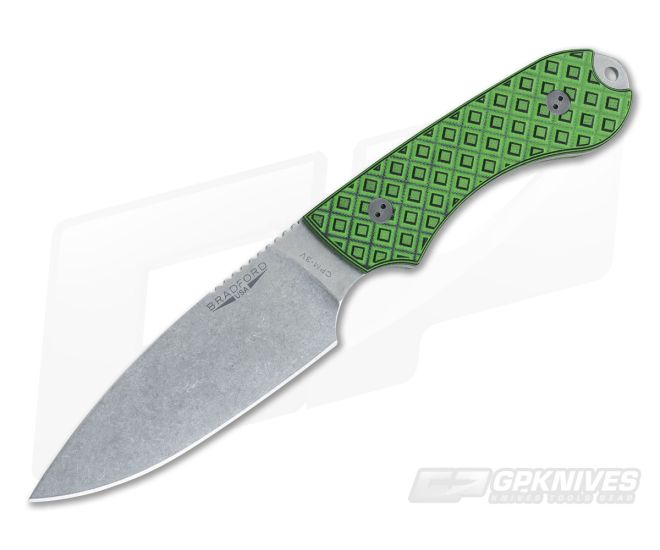 Bradford Knives Guardian4 PHT Flat Grind Toxic G10 Stonewash 3V - BK-4FH-010-3V