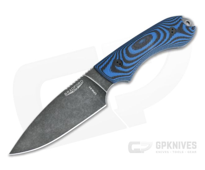 Bradford Knives Guardian4 Full Flat Grind 3D Blue/Black G10 Nimbus 3V Fixed Blade Knife - BK-4FH-113N-3V