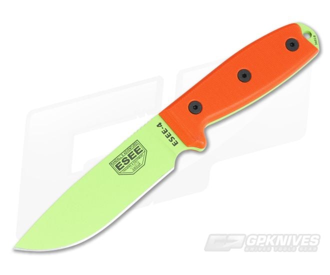 ESEE 4 Venom Green Plain Edge Orange G10 Black Sheath - ESEE-4P-VG