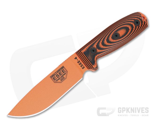 ESEE 4 Orange Blade 3D Orange/Black G10 Handles Fixed Blade 4POR-006 - ESEE-4POR-006