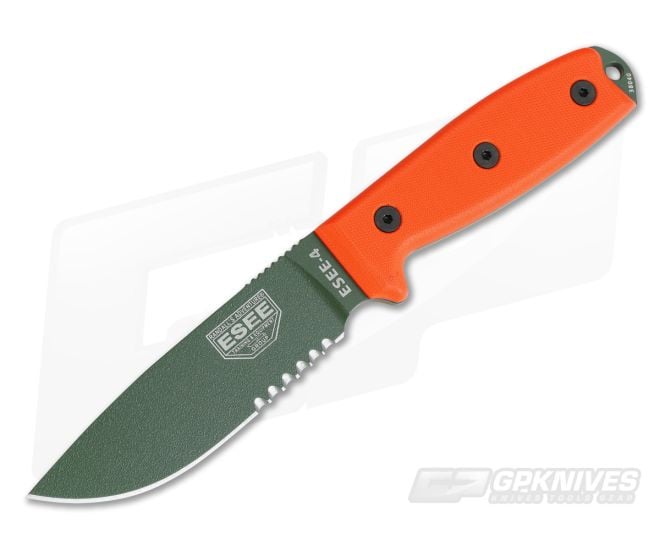 ESEE 4S Part Serrated OD Blade Orange G10 - ESEE-4S-OD