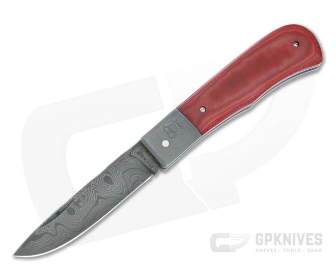 Chuck Hawes Custom Damascus Remington Red Micarta Slip Joint 5001 - CU-5001