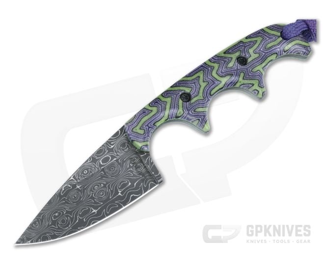 Alan Folts Custom Minimalist Drop Point Damascus and Damacarta - CU-5059