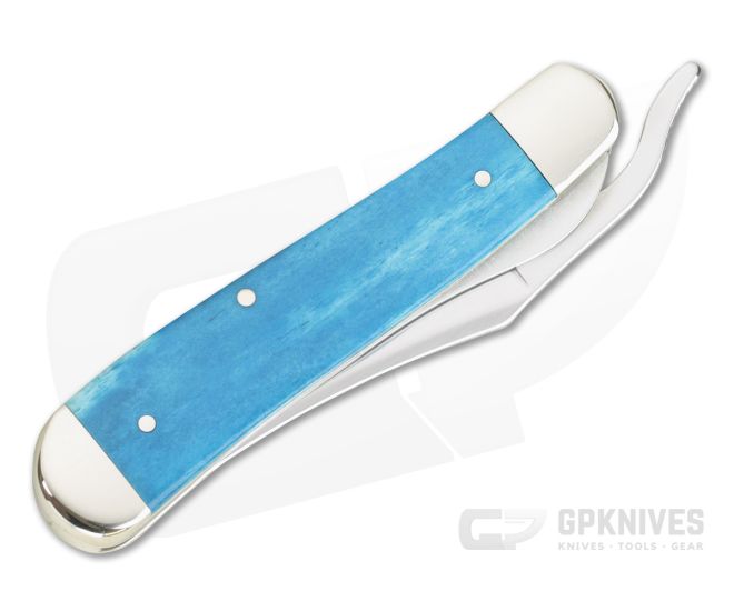 Case Russlock Caribbean Blue Smooth Bone Liner Lock Folding Knife