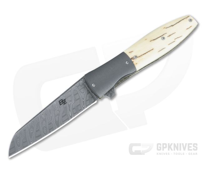 Brad Zinker Custom Gett Liner Lock Damascus and Mammoth - CU-5093