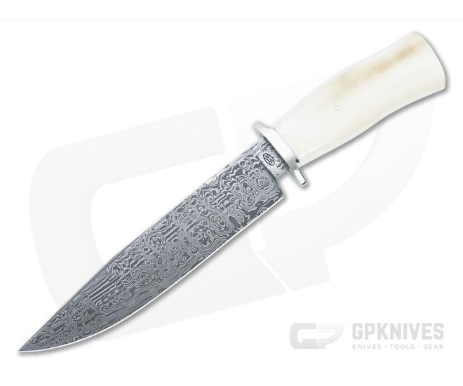 Bill Miller Custom Bowie Fossil Walrus and W-Pattern Damascus - CU-5130
