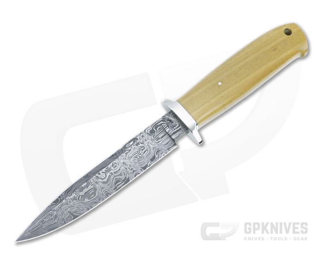 Bill Miller Custom Fighter Blonde Micarta and W-Pattern Damascus - CU-5136