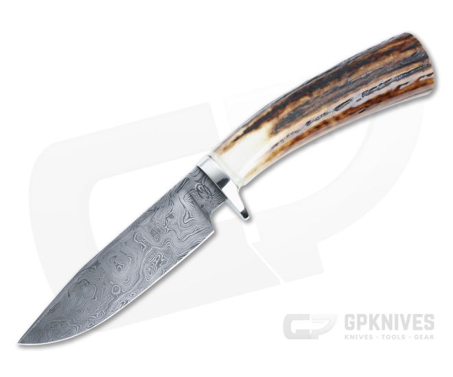 Bill Miller Custom Hunter Amber Stag and W-Pattern Damascus - CU-5137