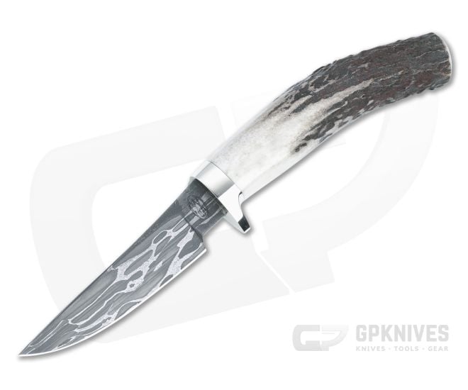 Bill Miller Custom Taper Hunter Stag and Ball Bearing Damascus - CU-5140