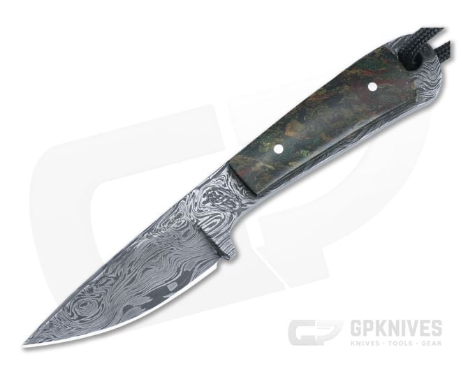 Bill Miller Custom Neck Knife 224-Layer Damascus and Vintage Rag Micarta - CU-5142
