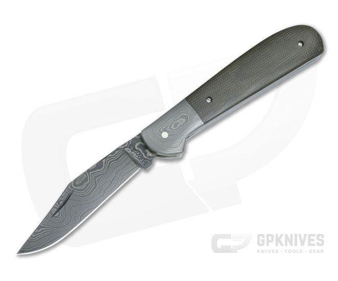 Chuck Hawes Custom Copperhead Green Micarta Damascus - CU-5150