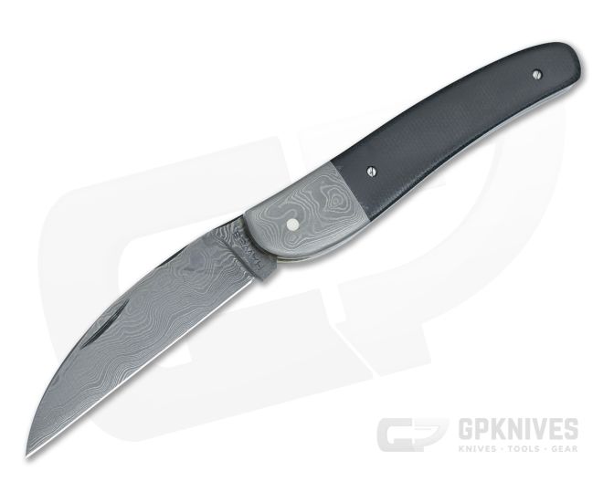 Chuck Hawes Custom Seahorse Whittler Black Micarta Damascus - CU-5151