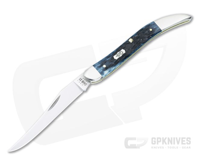 Case Medium Texas Toothpick Slip Joint Pocket Worn Mediterranean Blue Bone Tru-Sharp Blade 51855 - CA-51855