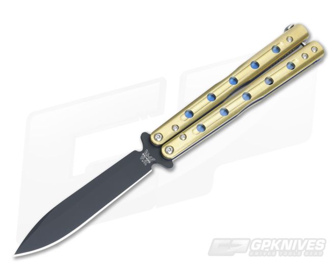 Flytanium V6 Brass Balisong Benchmade 51BK Black Blade - FT-51BK-V6BRS