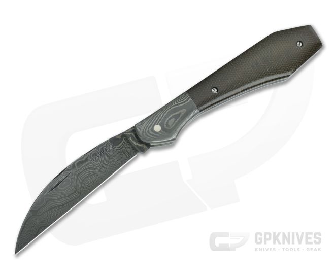 Chuck Hawes Custom Coffin Hilt Copperhead Green Micarta Damascus - CU-5200