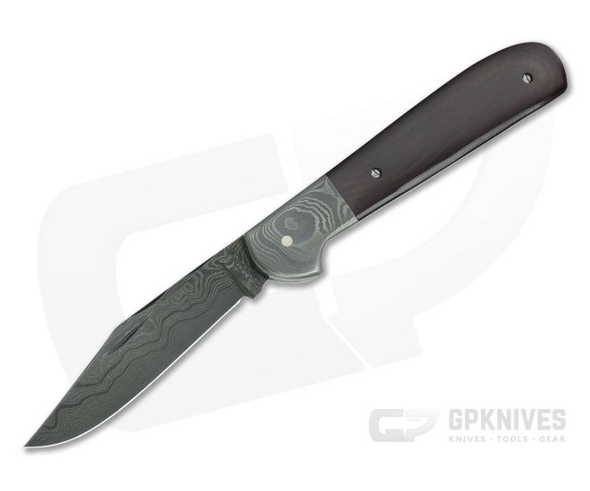 Chuck Hawes Custom Copperhead Maroon Linen Micarta Damascus - CU-5201