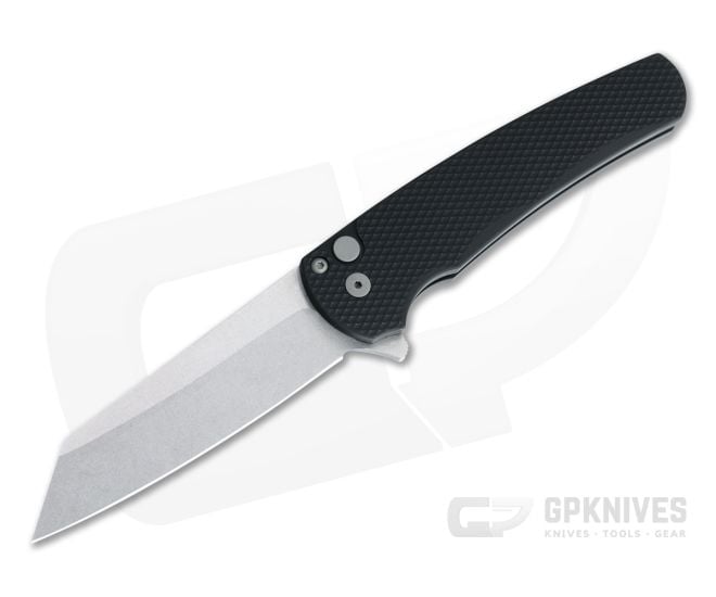Protech Malibu Reverse Tanto Stonewashed 20CV Textured Black Button Lock Flipper 5205 - PT-5205