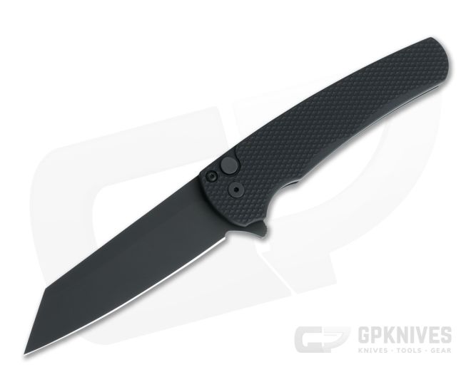 Protech Malibu Reverse Tanto Black DLC 20CV Textured Button Lock Flipper 5206 - PT-5206