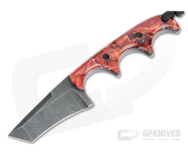 Alan Folts Custom Minimalist Tanto Red Swirl Acrylic - CU-5243