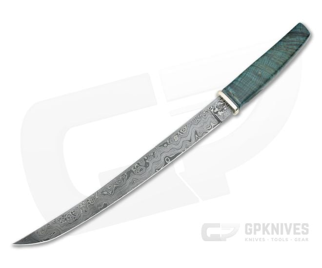 Bill Miller Custom Tanto Short Sword Curly Oak and 256-Layer Damascus - CU-5272