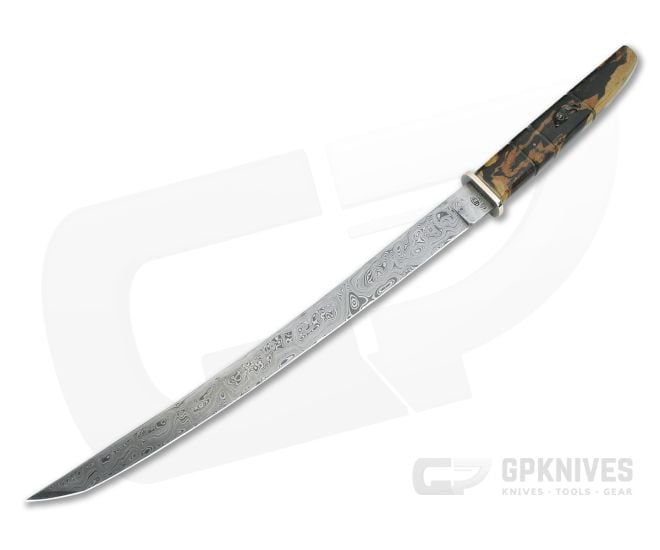 Bill Miller Custom Wakizashi Short Sword Micarta & Damascus - CU-5273