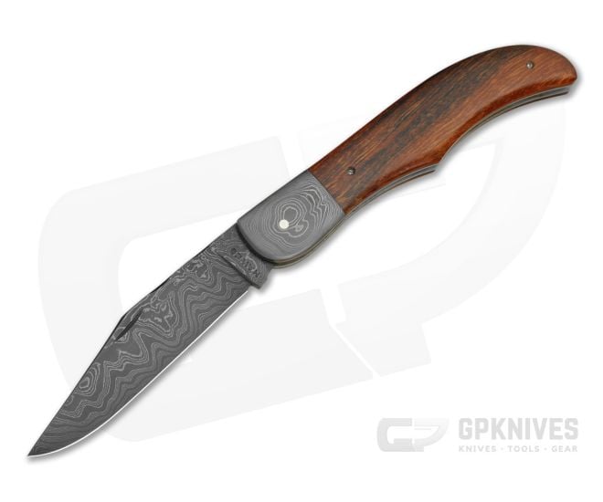 Chuck Hawes Custom Folding Hunter Ironwood Damascus - CU-5289