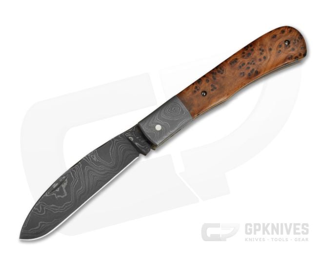 Chuck Hawes Custom Trapper Amboyna Wood Damascus - CU-5292