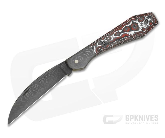 Chuck Hawes Custom Coffin Hilt Copperhead Snow Fire Fatcarbon Damascus Slip Joint Folding Knife (2.95") - CU-5299