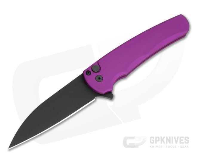 Protech Malibu Wharncliffe Purple Aluminum MagnaCut DLC Black Button Lock Flipper (3.25" Blade) 5303-PURPLE - PT-5303-PURPLE