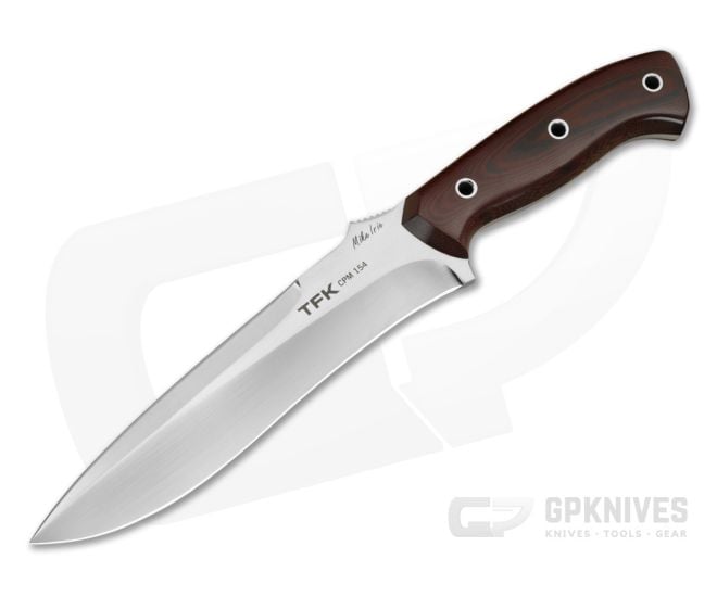 Mike Irie Custom TFK Maroon Linen Micarta CPM-154 Hand Rubbed Fixed Blade Knife (7.25") - CU-5303