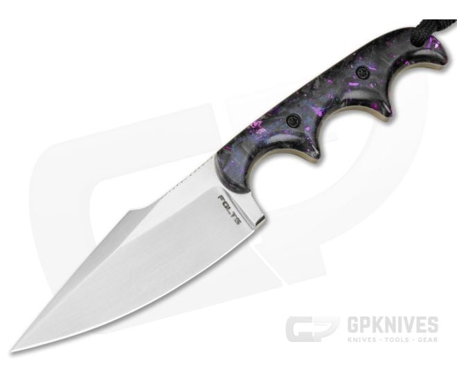 Alan Folts Custom Personal Minimalist Purple Galaxy Acrylic Hand Rubbed Elmax EDC Fixed Blade Knife (3.06") - CU-5306