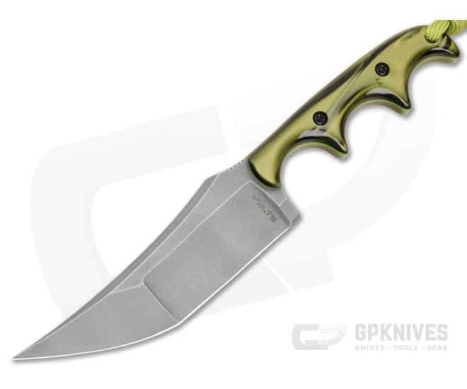Alan Folts Custom Minimalist Katana Venom Kirinite Tumbled Elmax EDC Fixed Blade Knife (3.59") - CU-5309
