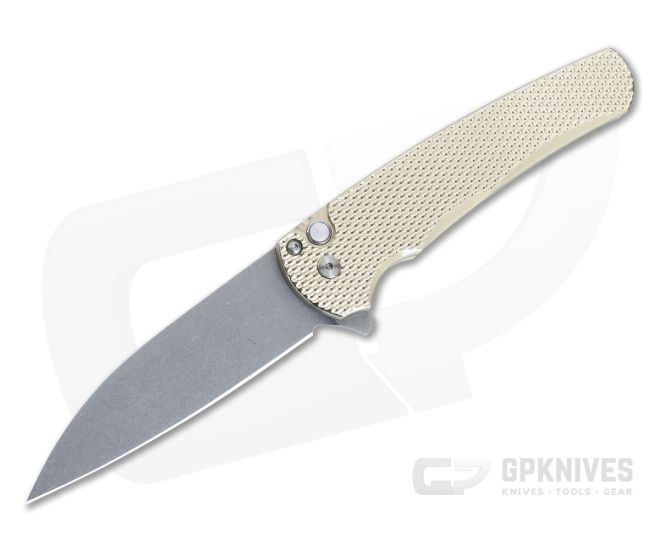 Protech Malibu Button Lock Flipper Textured Bronze AL Handle Stonewash MagnaCut Wharncliffe 5311 - PT-5311