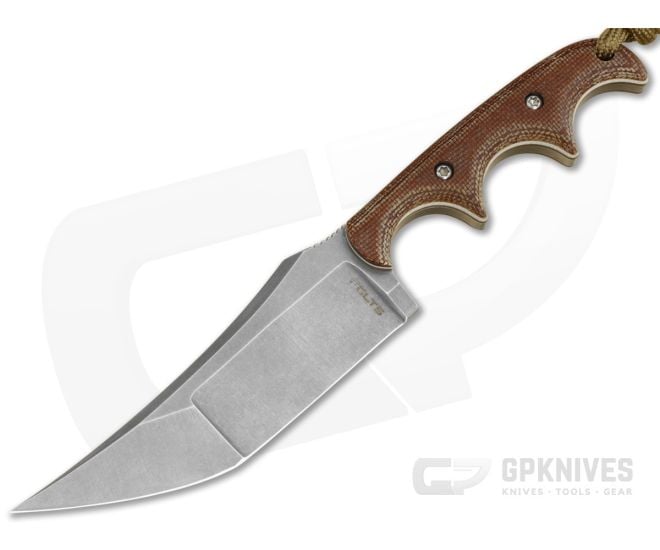 Alan Folts Custom Minimalist Katana Natural Micarta Tumbled Elmax EDC Fixed Blade Knife (3.59") - CU-5312